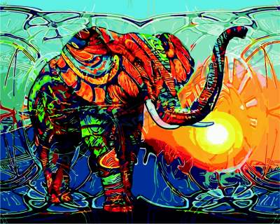Картина за номерами "Індійський слон", 40*50, ART Line