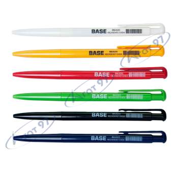 Ручка шариковая автоматическая BASE, JOBMAX, 0,7 мм, пласт.корпус, синие чернила