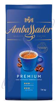 Кава в зернах 1000*6, пакет, "Blue Label", AMBASSADOR PREMIUM (PL)