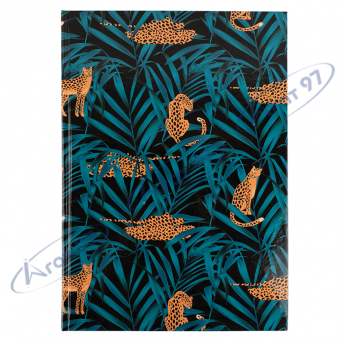 Книга записна А4, 96арк., кліт., Leopard, темно синя