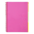 Зошит на пружині NEON, А4 (210x297), 120 арк, клітинка, 3 PVC розділювачі, PVC обкладинка, рожевий