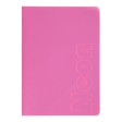 Книга записна NEON, А5, 80 аркушів, клітинка, зшита обкладинка PVC, рожева