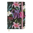 Книжка записна TROPICAL, на резинці, 136х207мм, 96 л., клітинка., офсет крем., тв.лам.обл., чорна
