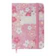 Книжка записна BLOSSOM, на гумці, А7, 80 арк., клітинка., офсет крем., тв.лам.обл., рожева