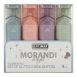 Набір із 4-х текст-маркерів MORANDI STYLE Glitter (рожевий, бузковий, оливковий, графітовий) MORANDI Glitter, 2-4.5 мм