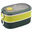 Ланчбокс подвійний з наповненням 1600 мл, зелений
