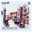 Скетчбук 21*21 см, 30 л., для работ карандашами, Kite Creati