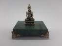 Статуетка Будди з бронзи на зеленому камені, 30х10х26мм