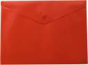 Папка-конверт, на кнопці, А5,  матовий напівпроз.пластик, червона