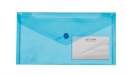 Папка-конверт TRAVEL, на кнопці, DL, глянцевий прозорий пластик, синя