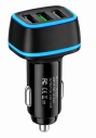 Автомобільний зарядний пристрій, USB-A+A: 5V/2.4A, USB-C: 5V/3A, 32 W, чорний