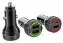 Автомобільний зарядний пристрій, USB-A: 5V/3A, USB-C: 5V/3A, 38 W, чорний