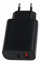 Мереживий зарядний пристрій, USB A+С, 20W, чорний 