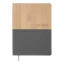 Щоденник датов. 2026 CORAL, A5, сірий, штуч.шкіра