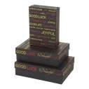 Коробки подарункові, набір 3шт, вкладені 1в1 – розмір найбільший 24.5х17.5х7 см, тиснення фольгою