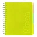 Зошит на пружині NEON, В5 (170x205), 120 арк, клітинка, 3 PVC розділювачі, PVC обкладинка, жовтий