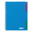 Зошит на пружині BRIGHT, В6 (128×182), 100 л, клітинка, 3 роздільники, пластикова обкладинка, синій