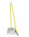 Совок зі щіткою з довгою ручкою 90см, жовто-сірий