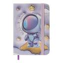 Книжка записна ASTRONAUT на гумці, А7, 80 арк., клітинка., офсет крем., тв.лам.обл., фіолетова, KIDS LINE