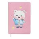 Блокнот BEAR, 155 х 108 мм, 80 арк., лінія, Soft PU обкладинка, рожевий, KIDS Line