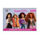Альбом для малювання SUPER GIRL, А4, 20 арк., 120 г/м2, на пружині, рожевий, KIDS Line