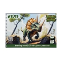 Альбом для малювання DINO, А4, 20 арк., 120 г/м2, на пружині, темно-зелений, KIDS Line