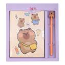 Блокнот із замком та ручкою CAPYBARA 1, 203х225 мм, 50 арк., клітинка, асорті, KIDS Line