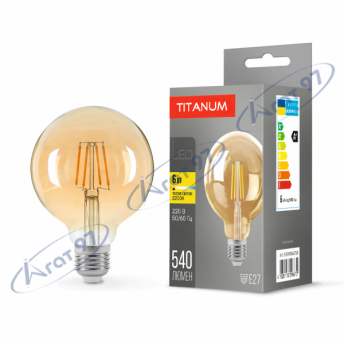 LED лампа TITANUM  Filament G95 6W E27 2200K бронза