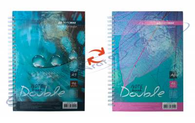 Книга записная DOUBLE, А5, 96 л., клетка, твердая ламинированная обложка, бирюзовая/голубая