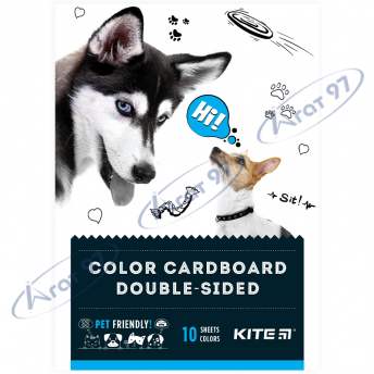 Картон цветной двустор. (10 лист/10 цвет.), А5 Kite Dogs