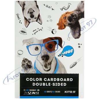 Картон цветной двустор. (10 лист/10 цвет), А4 Kite Dogs