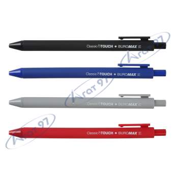 Ручка масляна, 0,5 мм, Rubber Touch, асорті корпусів, сині чорнила