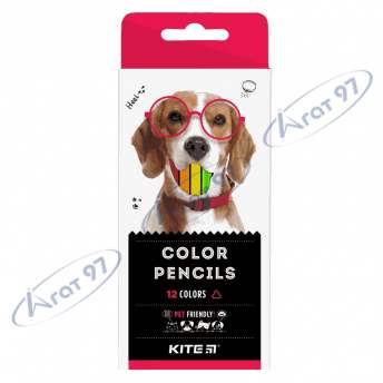 Карандаши цветные трехгранные, 12 шт. Kite Dogs