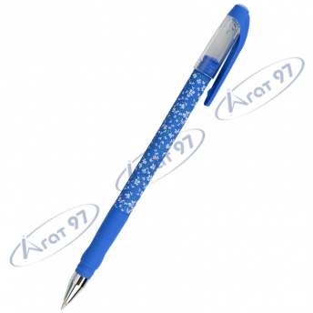 Ручка кулькова Blue floral, синя