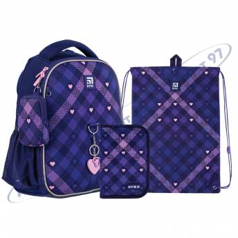 Набор рюкзак +пенал+сумка для об.Kite 555S  Check and Hearts