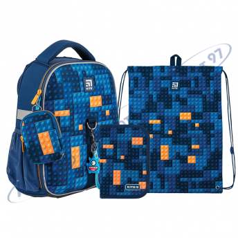 Набор рюкзак + пенал + сумка для обуви Kite 555S Blocks