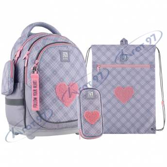 Набор рюкзак+ пенал +сумка для обуви Kite 724S Fluffy Heart
