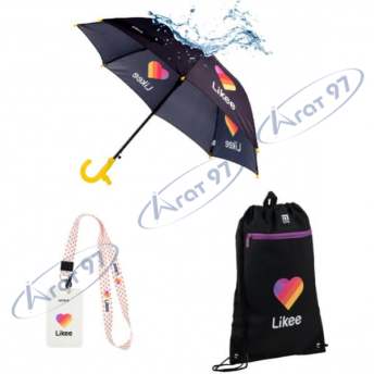 Набор: зонт + сумка для обуви + бейдж-слайдер на шнурке Kite Likee