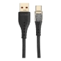 Кабель нейлоновий плетений з підсвіткою USB for Type-C, 65W з передачею данних , блаитний, 1 м