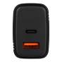 Мереживий зарядний пристрій, USB A+С, 20W, чорний 