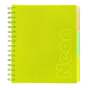 Зошит на пружині NEON, В5 (170x205), 120 арк, клітинка, 3 PVC розділювачі, PVC обкладинка, жовтий