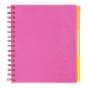Зошит на пружині NEON, В5 (170x205), 120 арк, клітинка, 3 PVC розділювачі, PVC обкладинка, рожевий