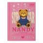 Блокнот BEAR TOY, А6, 64 арк., клітинка, тв. обл., мат. ламін.+лак, ,рожевий, KIDS Line