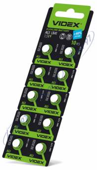 Батарейка часовая Videx AG 3/LR41 BLISTER CARD 10 шт