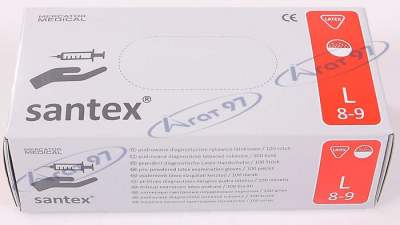 Рукавички разові латексні Santex 100шт, розмір L
