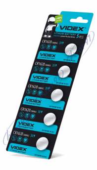 Батарейка литиевая Videx CR1620 5шт BLISTER CARD