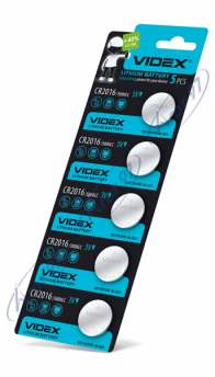Батарейка литиевая Videx CR2016 5шт BLISTER CARD