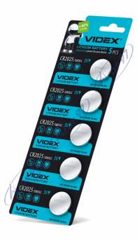 Батарейка літієва Videx CR2025 5шт BLISTER CARD