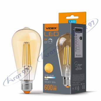 LED лампа VIDEX Filament ST64FAD 6W E27 2200K дімерна бронза