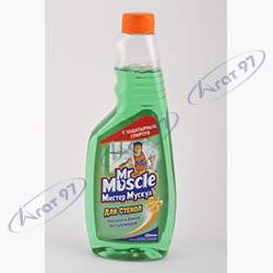 Засіб для чищення скла "Містер Мускул", змінна пляшка, 500 мл, зелений
